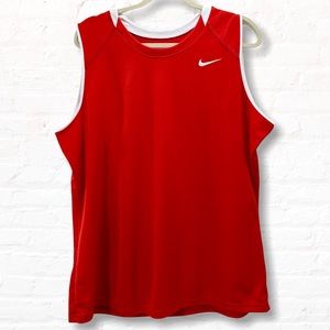 NIKE Red White Sleeveless Tank Mesh Back XXL